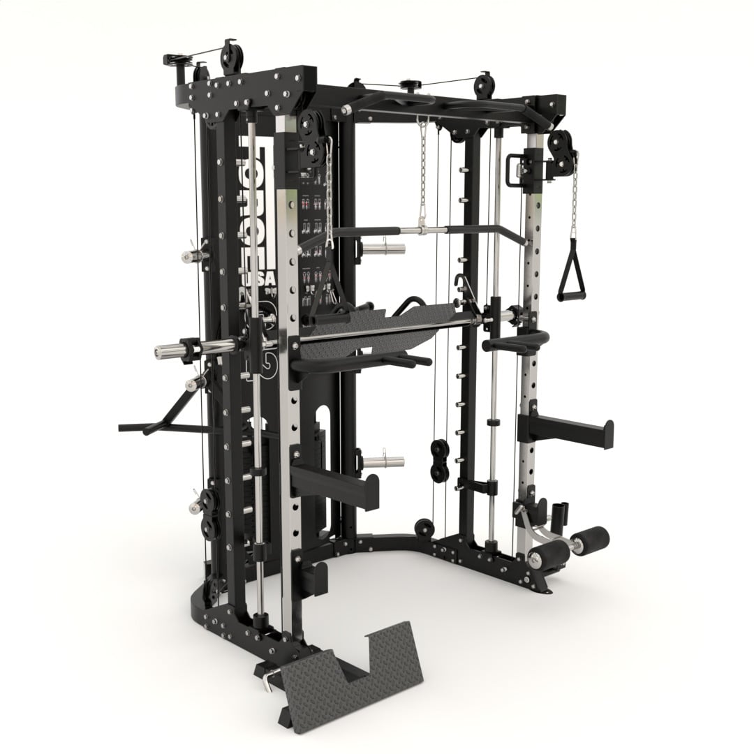 G12™ Compact All-In-One Trainer - Functionele Trainer (90,5 kg), Smith Machine, Power Rack en Leg Press - Compacte Versie
